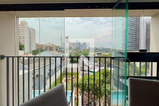 Varanda do Studio de kitnet/studio para alugar com 1 quarto, 27m² em Sumaré, São Paulo