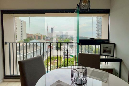 Varanda do Studio de kitnet/studio para alugar com 1 quarto, 27m² em Sumaré, São Paulo