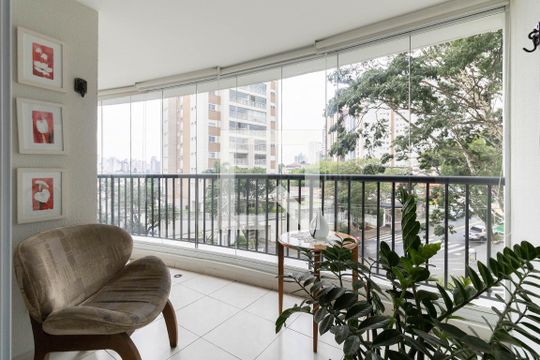 Varanda da Sala de apartamento para alugar com 2 quartos, 86m² em Vila Gumercindo, São Paulo