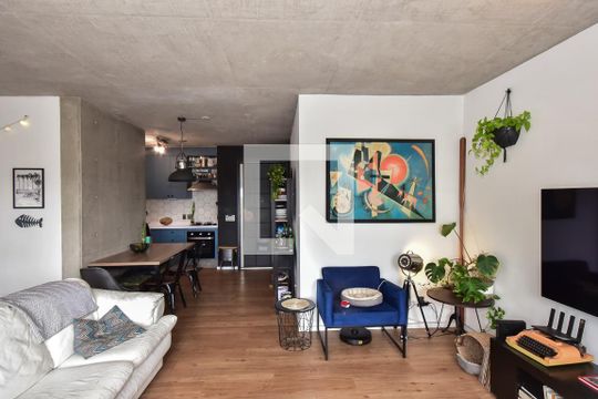 Sala de apartamento para alugar com 1 quarto, 70m² em Panamby, São Paulo