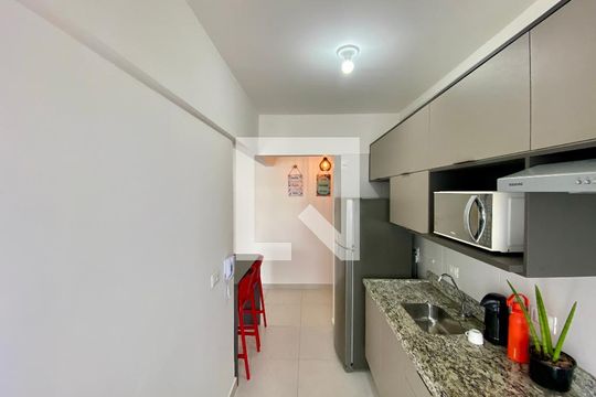 Sala/cozinha de apartamento para alugar com 1 quarto, 54m² em Vila Caiçara, Praia Grande
