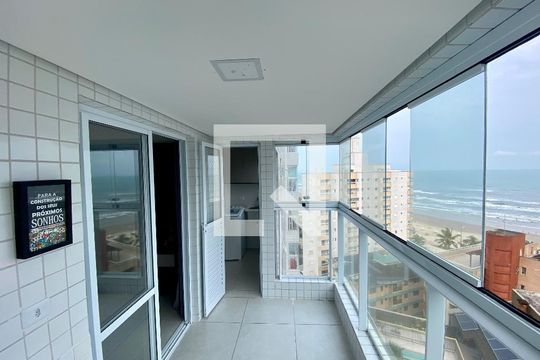 Varanda da Sala/cozinha de apartamento para alugar com 1 quarto, 54m² em Vila Caiçara, Praia Grande