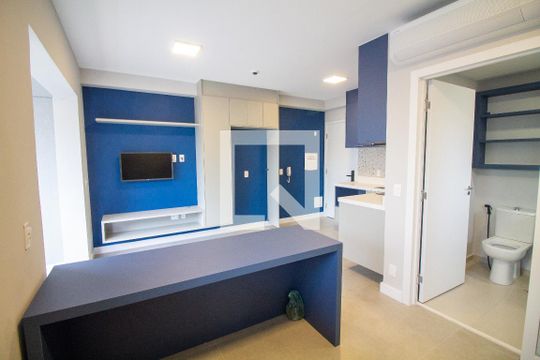 Sala / Quarto - Studio de kitnet/studio para alugar com 1 quarto, 49m² em Campo Belo, São Paulo