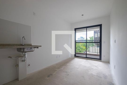 Sala/Cozinha de kitnet/studio para alugar com 1 quarto, 27m² em Pinheiros, São Paulo