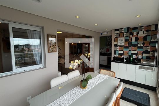 Sala - Sala de Jantar Varanda de apartamento à venda com 3 quartos, 92m² em Vila Apiai, Santo André