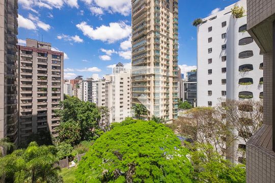 Sala/Cozinha - VIsta de apartamento para alugar com 1 quarto, 45m² em Jardim Paulistano, São Paulo