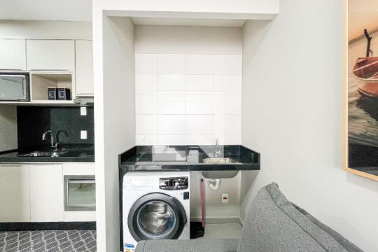 Sala/Cozinha de apartamento à venda com 2 quartos, 35m² em Barra Funda, São Paulo