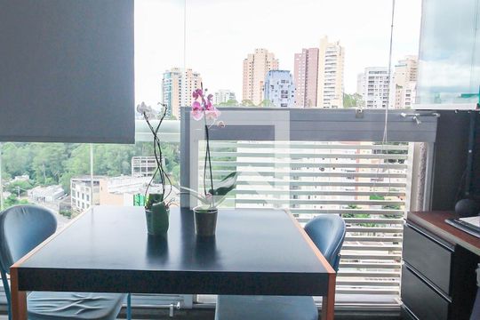 Varanda da Sala de kitnet/studio à venda com 1 quarto, 40m² em Panamby, São Paulo