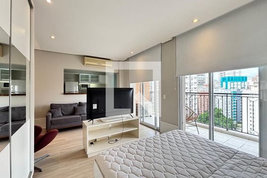 Sala/quarto de apartamento à venda com 1 quarto, 48m² em Vila Nova Conceição, São Paulo