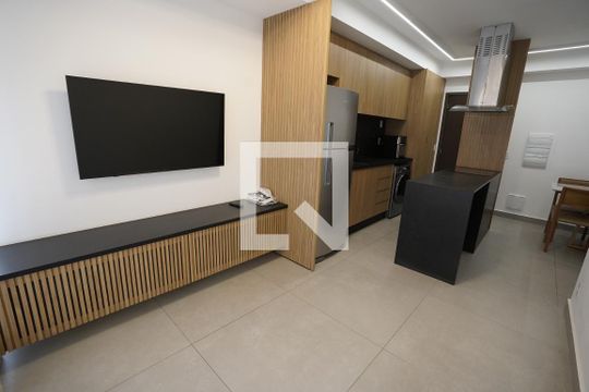 Sala/cozinha de apartamento à venda com 2 quartos, 69m² em Setor Bueno, Goiânia