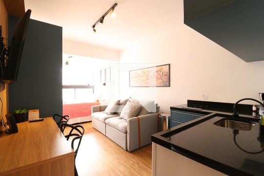 Sala/Cozinha de apartamento para alugar com 1 quarto, 25m² em Pompeia, São Paulo