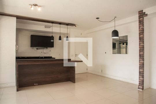Sala/Cozinha de apartamento para alugar com 1 quarto, 72m² em Mirandópolis, São Paulo