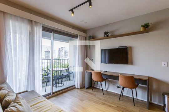 Sala de apartamento à venda com 1 quarto, 43m² em Indianópolis, São Paulo