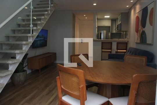 Sala/cozinha de apartamento à venda com 1 quarto, 62m² em Jardim Goiás, Goiânia