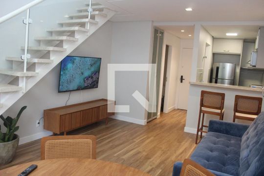 Sala/cozinha de apartamento à venda com 1 quarto, 62m² em Jardim Goiás, Goiânia