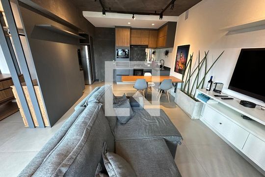 Sala de apartamento à venda com 1 quarto, 57m² em Alphaville Industrial, Barueri