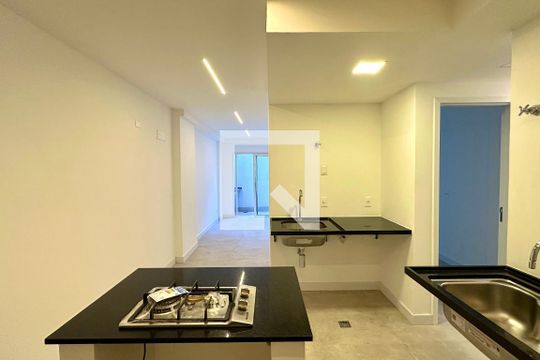 Sala/cozinha de apartamento para alugar com 1 quarto, 49m² em Jardim Botânico, Rio de Janeiro
