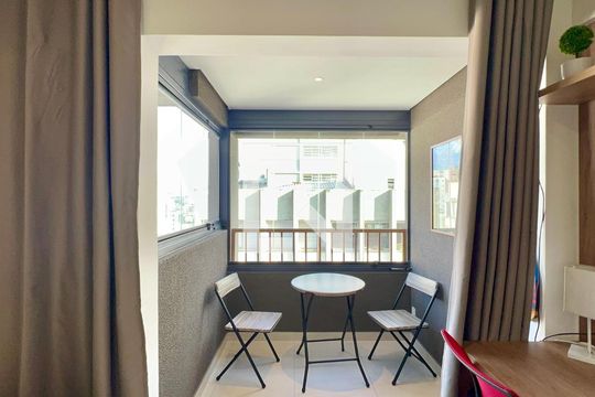 Varanda de kitnet/studio à venda com 1 quarto, 21m² em Jardim Paulista, São Paulo