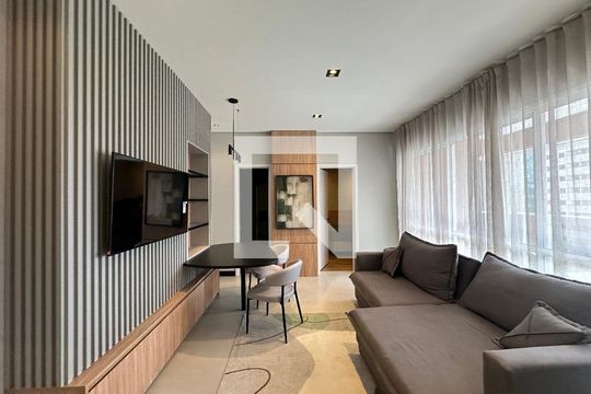 Sala de apartamento para alugar com 1 quarto, 55m² em Alphaville, Barueri