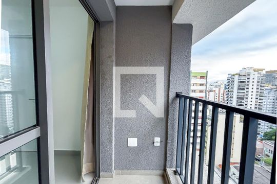 Varanda da Sala/cozinha de apartamento à venda com 1 quarto, 23m² em Pinheiros, São Paulo