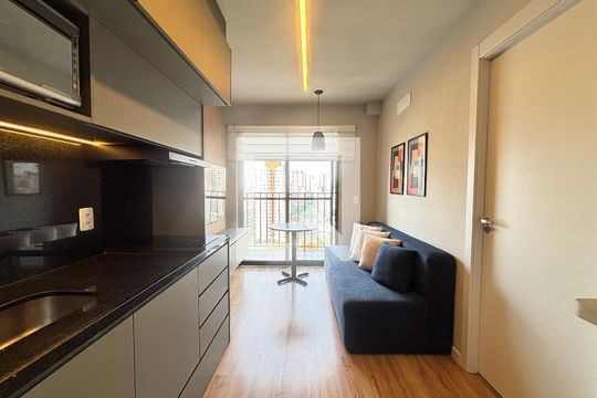 Sala/Cozinha de apartamento para alugar com 1 quarto, 26m² em Vila Olímpia, São Paulo