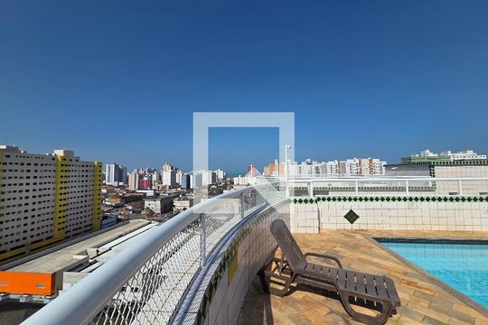 Área comum - Piscina de apartamento para alugar com 1 quarto, 57m² em Cidade Ocian, Praia Grande