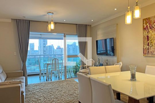 Sala de apartamento para alugar com 3 quartos, 109m² em Gonzaga, Santos