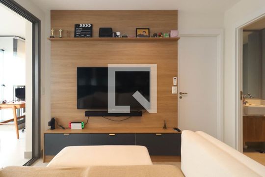 Sala/Cozinha de apartamento à venda com 1 quarto, 52m² em Vila Anglo Brasileira, São Paulo