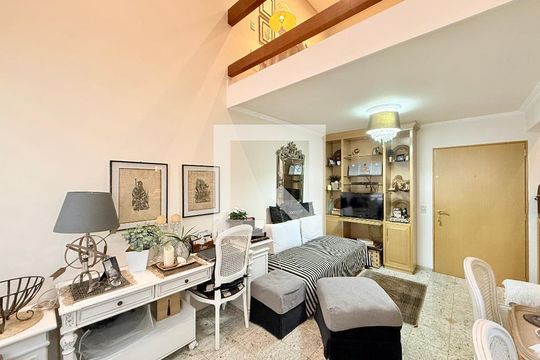 Sala  de apartamento à venda com 1 quarto, 48m² em Brooklin, São Paulo