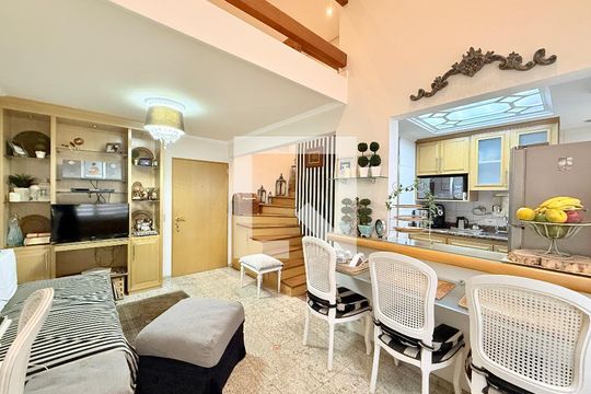 Sala  de apartamento à venda com 1 quarto, 48m² em Brooklin, São Paulo