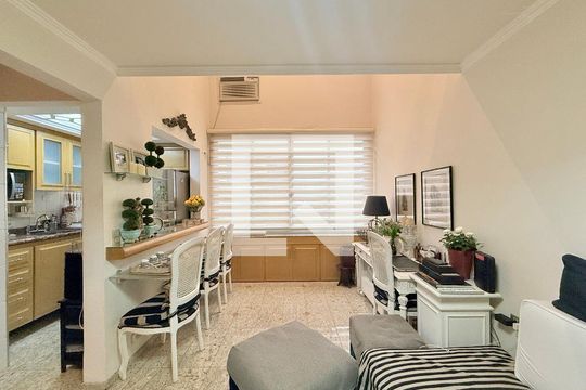 Sala  de apartamento à venda com 1 quarto, 48m² em Brooklin, São Paulo