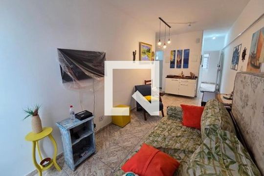Sala de apartamento para alugar com 1 quarto, 42m² em Aviação, Praia Grande