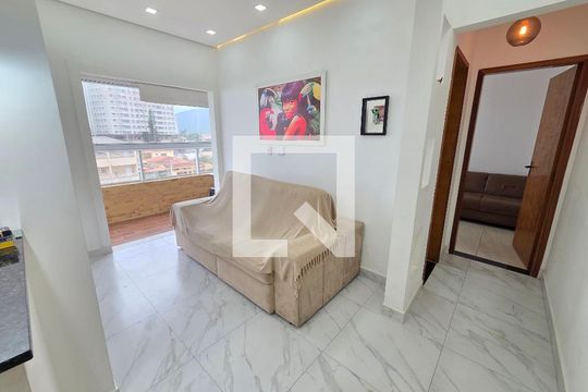 Sala de apartamento para alugar com 1 quarto, 48m² em Balneario Flórida, Praia Grande