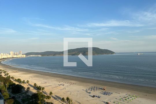 Varanda da Sala e da Suíte de apartamento para alugar com 1 quarto, 43m² em Boqueirão, Santos
