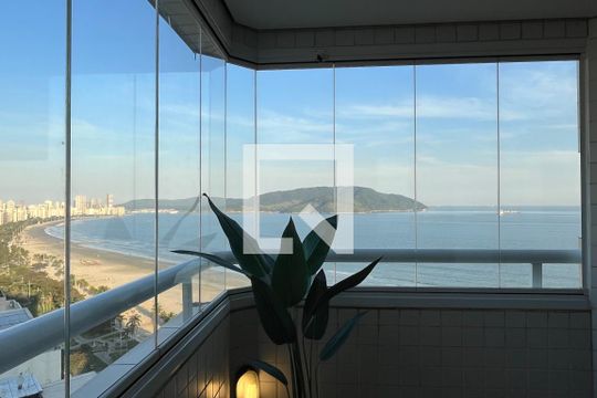Varanda da Sala e da Suíte de apartamento para alugar com 1 quarto, 43m² em Boqueirão, Santos