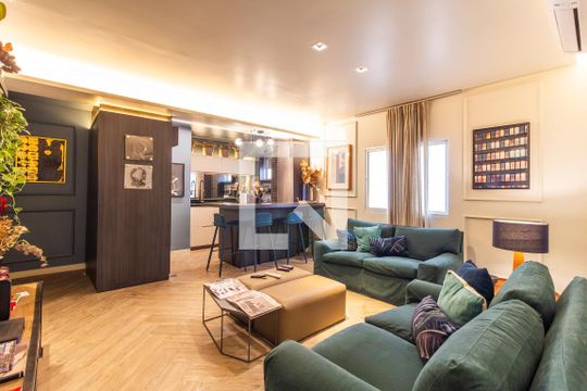 Sala/Cozinha de apartamento à venda com 2 quartos, 80m² em Jardim Paulista, São Paulo