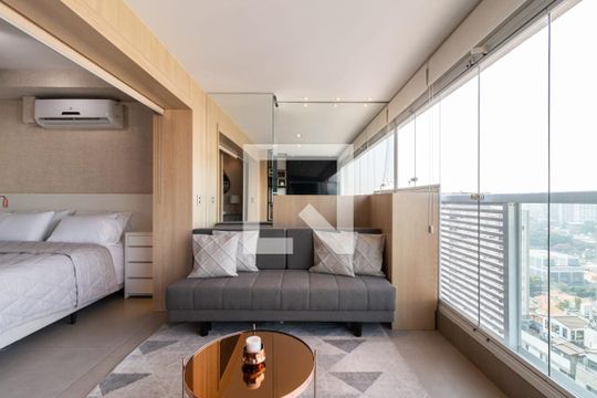 Sala/Quarto de apartamento à venda com 1 quarto, 41m² em Brooklin, São Paulo