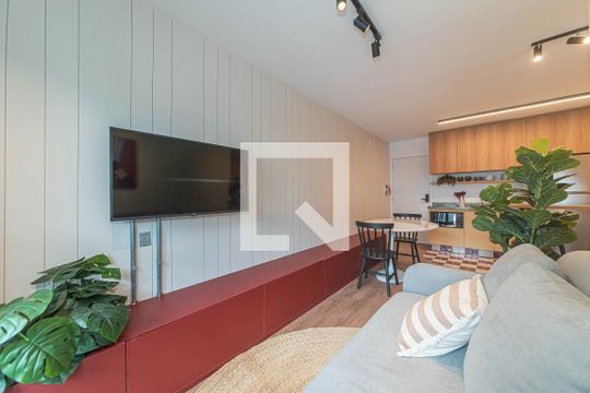 Sala - Cozinha Integrada de apartamento à venda com 1 quarto, 31m² em Vila Congonhas, São Paulo