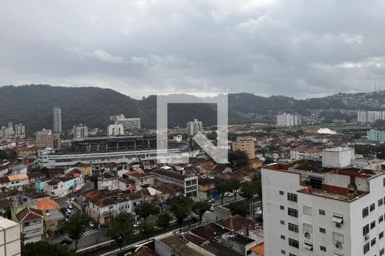 Vista da Sala e Quarto de apartamento para alugar com 1 quarto, 53m² em Vila Belmiro, Santos