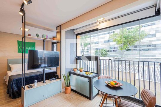 Sala/Cozinha de apartamento à venda com 1 quarto, 23m² em Vila Madalena, São Paulo
