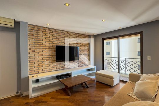 Sala de apartamento para alugar com 1 quarto, 86m² em Cidade Monções, São Paulo