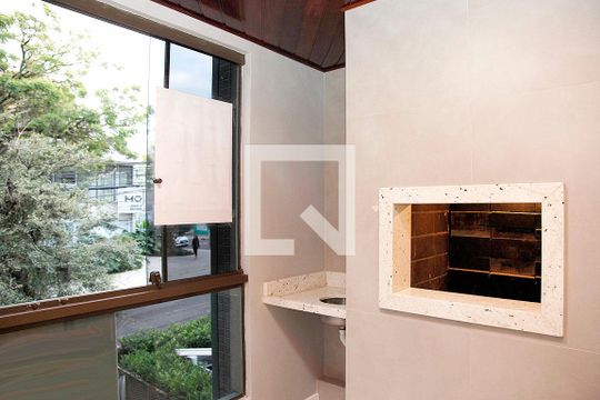 Sala - Detalhe Varanda / Churrasqueira de apartamento à venda com 3 quartos, 98m² em Mont’serrat, Porto Alegre