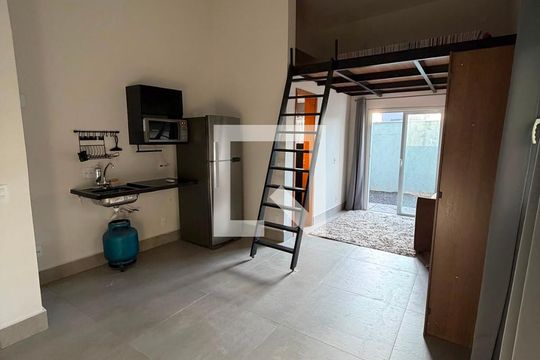 Cozinha de apartamento para alugar com 1 quarto, 30m² em Residencial Florida, Ribeirão Preto