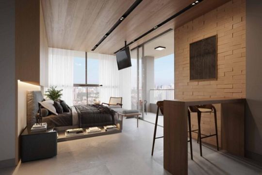 Dormitorio de apartamento à venda com 1 quarto, 35m² em Pinheiros, São Paulo