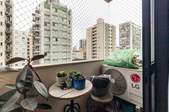 Varanda da Sala de apartamento à venda com 1 quarto, 35m² em Santa Cecília, São Paulo