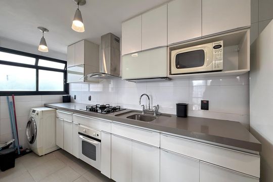 Cozinha de apartamento para alugar com 1 quarto, 52m² em Chácara Santo Antônio (zona Sul), São Paulo