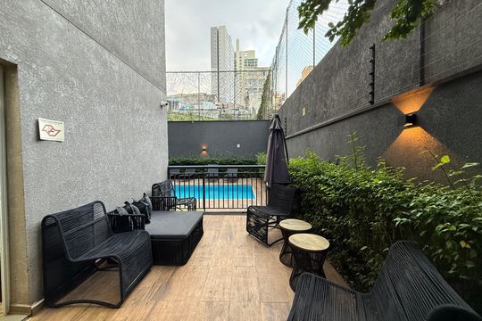 Área comum de kitnet/studio para alugar com 1 quarto, 28m² em Sé, São Paulo