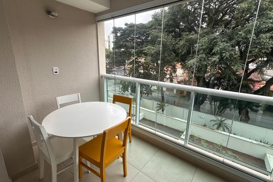 Varanda do Studio de apartamento para alugar com 1 quarto, 48m² em Brooklin Paulista, São Paulo