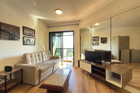 Sala de apartamento para alugar com 1 quarto, 42m² em Jardim Paulistano, São Paulo