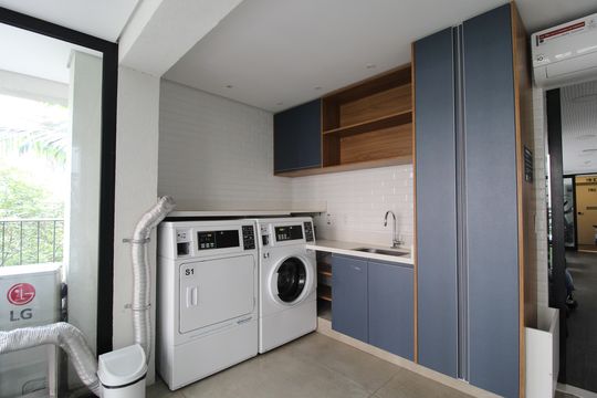 Área Comum - Lavanderia de kitnet/studio à venda com 1 quarto, 32m² em Vila Nova Conceição, São Paulo